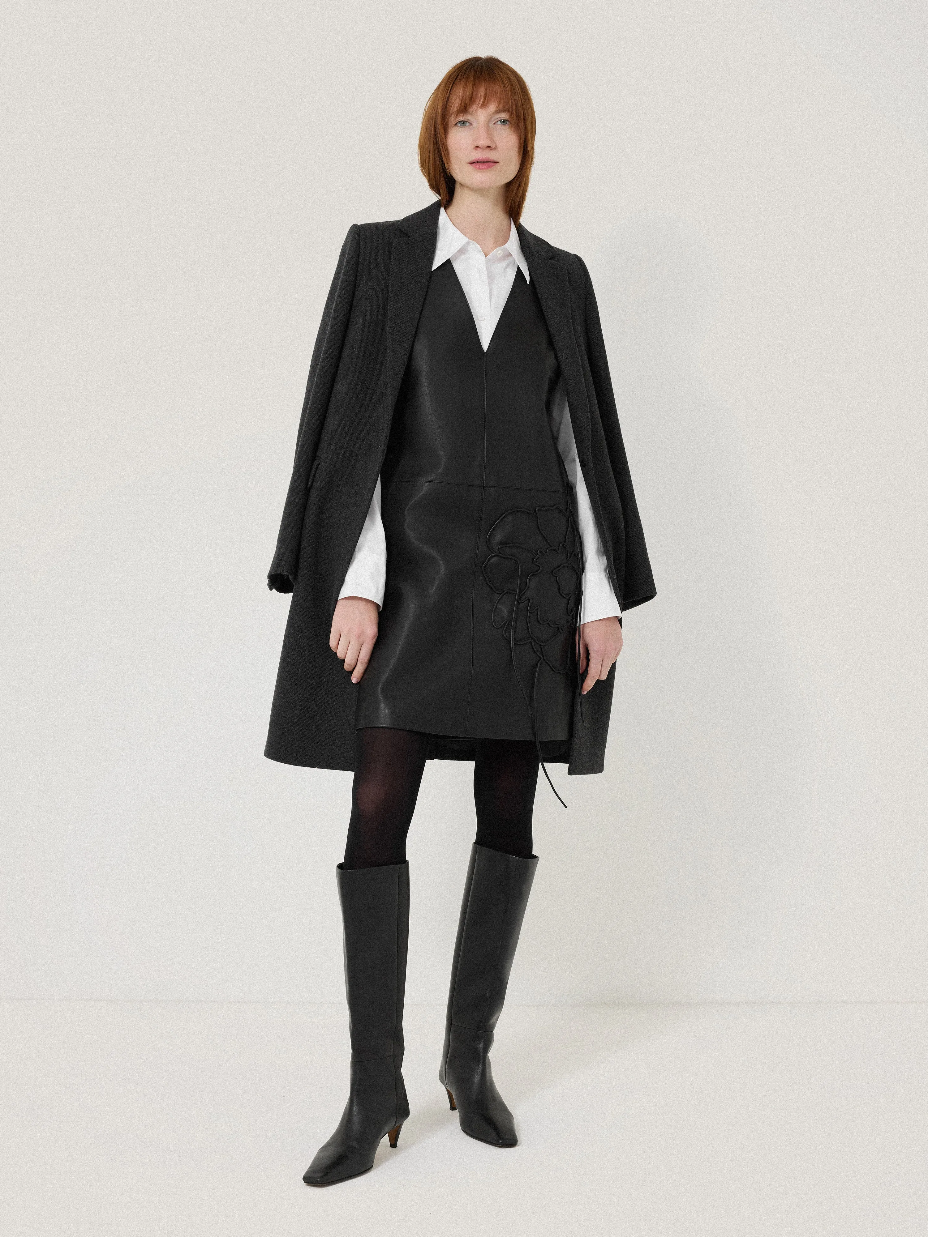 Bleeker Leather Applique Dress | Black