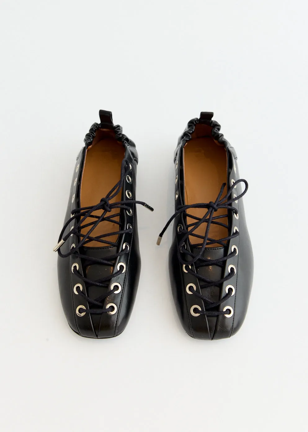 Eyelets Lace Up Ballerinas