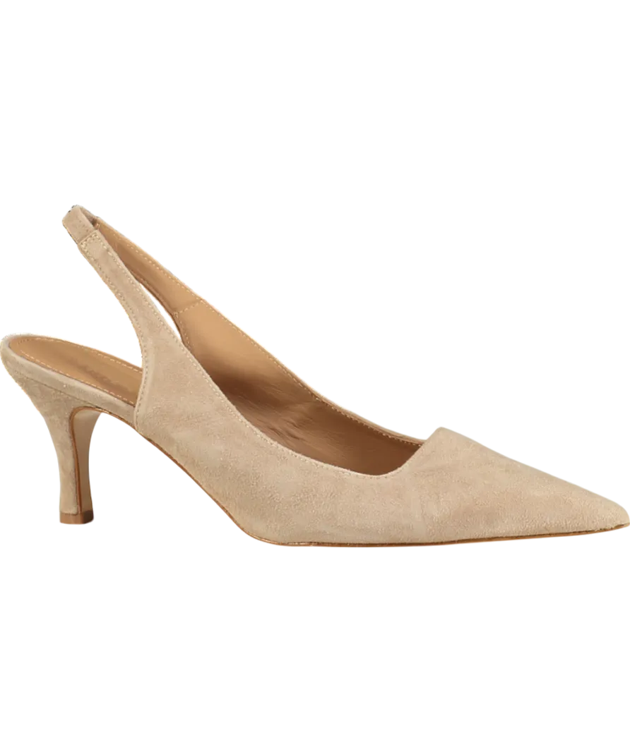 Flattered Beige Franchesca Suede Sand Sling Back Heels UK 7 EU 40 