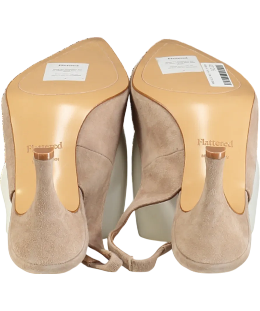 Flattered Beige Franchesca Suede Sand Sling Back Heels UK 7 EU 40 