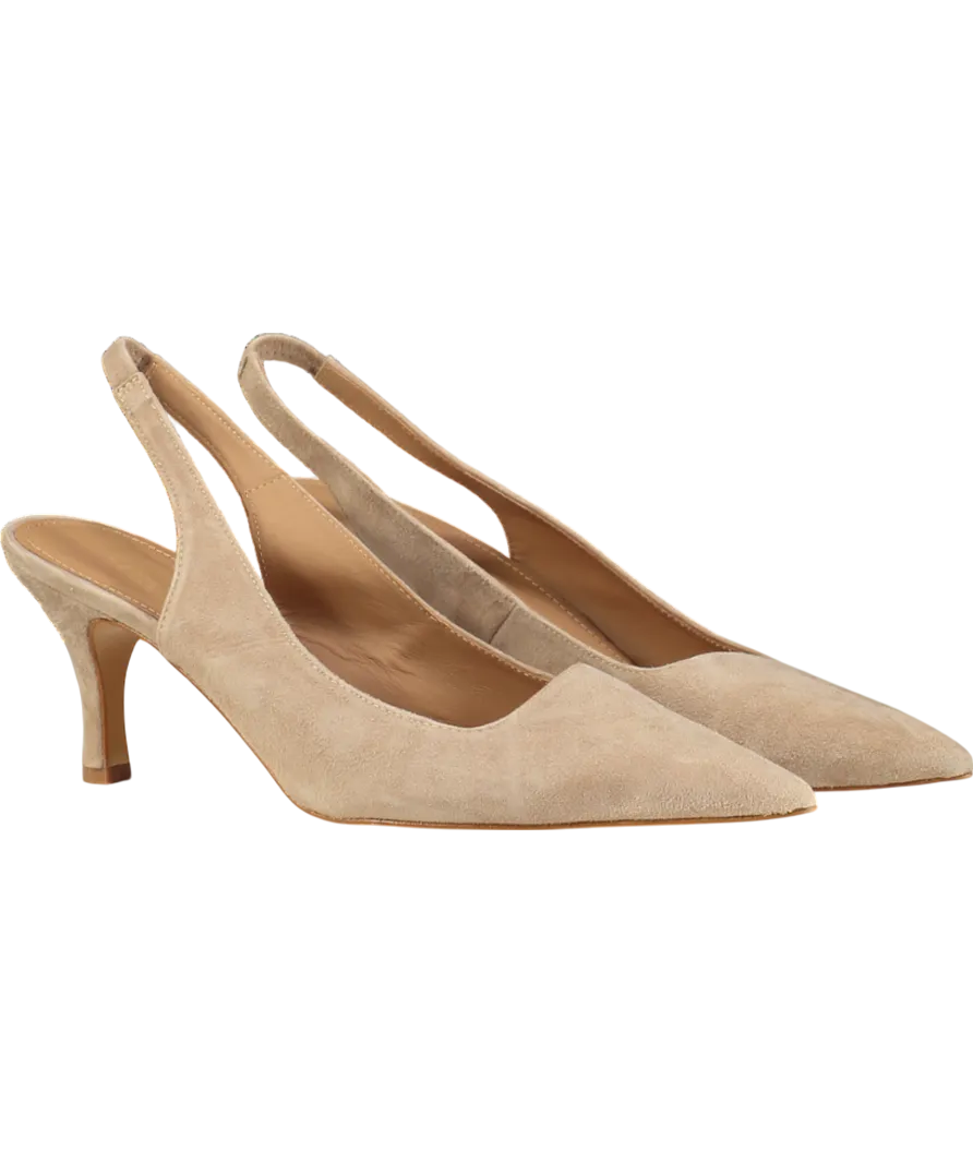 Flattered Beige Franchesca Suede Sand Sling Back Heels UK 7 EU 40 