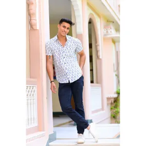 Hatheli Pure Handblock Penguin Print Shirt