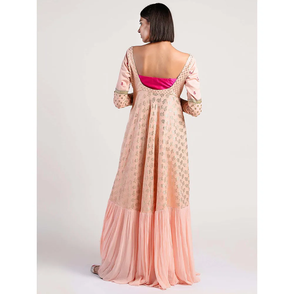 Rishi & Vibhuti Peach Printed Dress