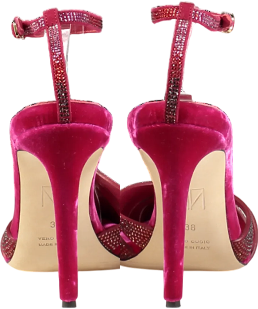 Tamara Mellon Red /pink Crystal-embellished Velvet  Heels UK 5 EU 38 