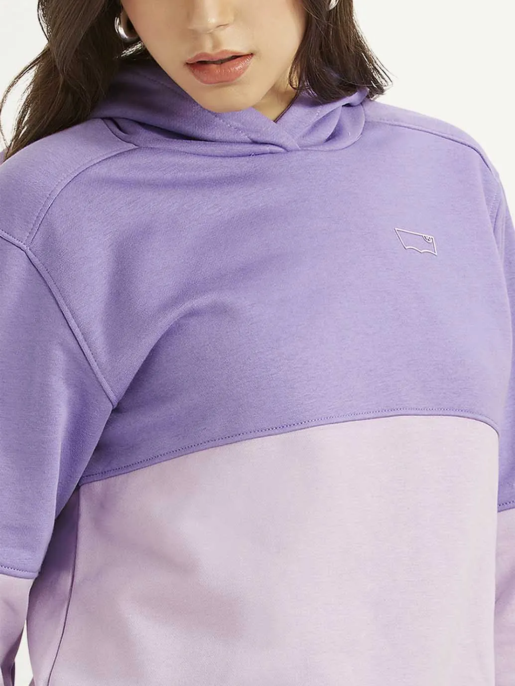 Women's Colorblock Lavender Hooded Sweatshirt