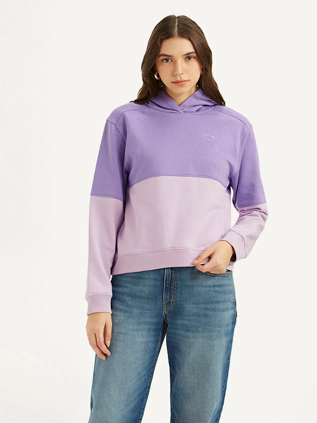Women's Colorblock Lavender Hooded Sweatshirt