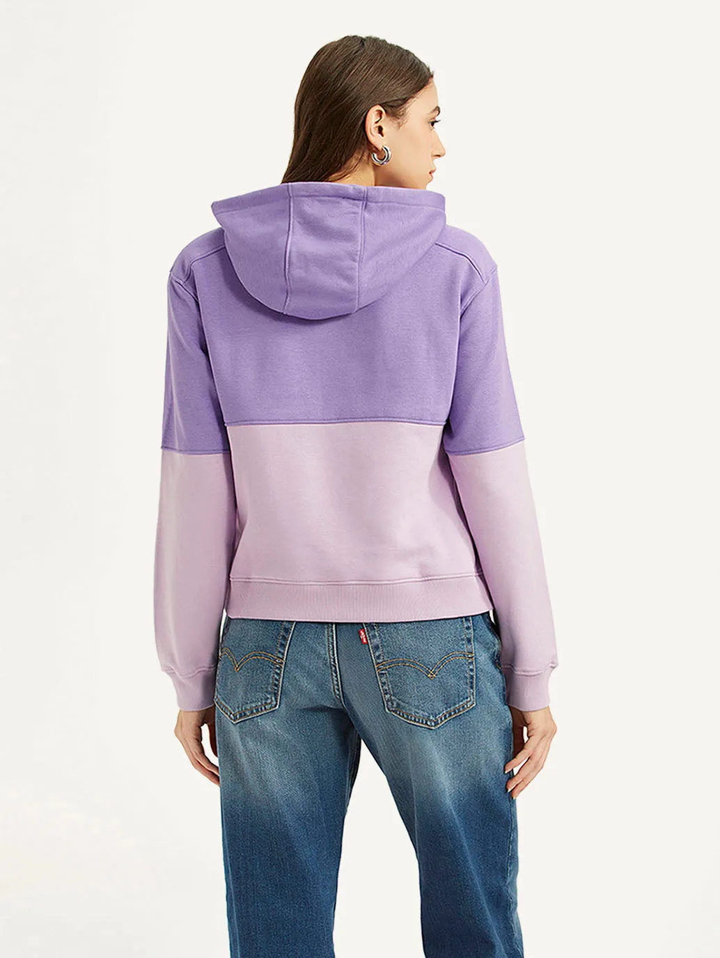 Women's Colorblock Lavender Hooded Sweatshirt