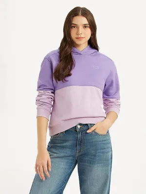 Women's Colorblock Lavender Hooded Sweatshirt