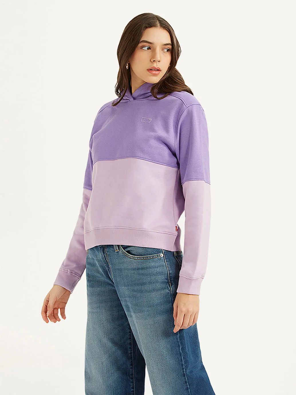 Women's Colorblock Lavender Hooded Sweatshirt
